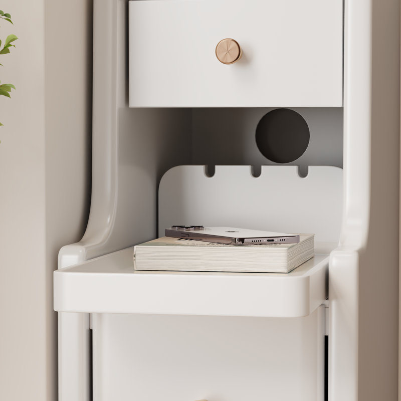 Table de chevet en bois Annie Soild, L 15,75 po, Blanc