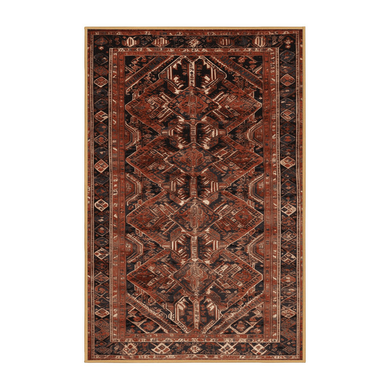 Tapis brun lavable à la machine, Rectangle 7 pi x 9 pi