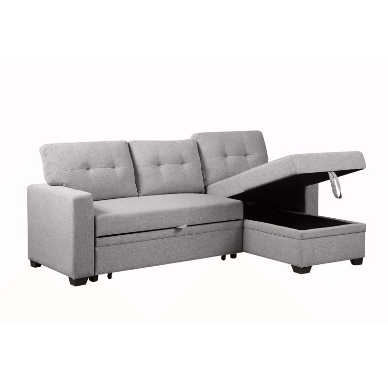 Canapé modulaire rembourré avec méridienne, Gris clair