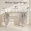 Console luxueuse en verre argenté, table d'appoint ovale élégante avec structure en acier inoxydable, table de présentation multifonctionnelle pour entrée ou salon