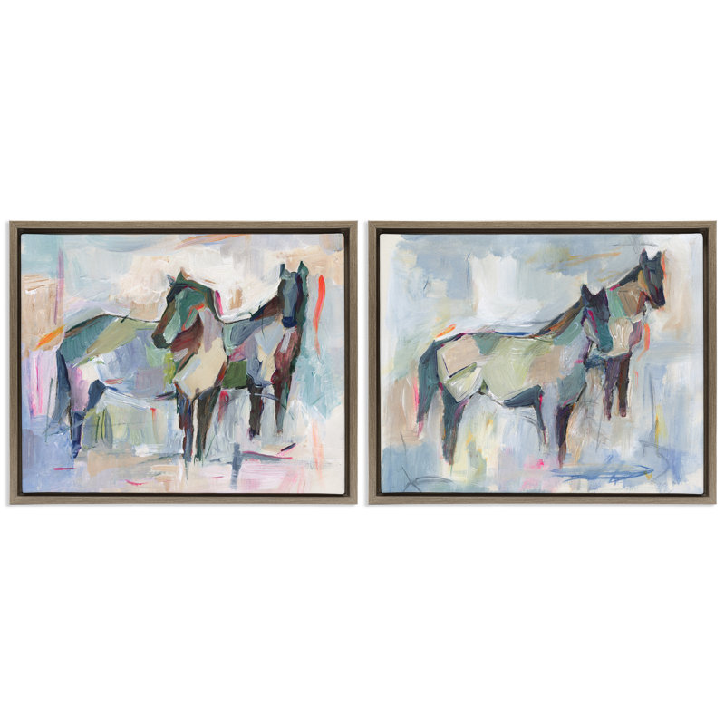  «Ambiguous Horse visages», ensemble de 3 toiles flottantes encadrées par Ethan Harper, H 25 po x l 31 po