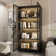 Display Cabinet with Glass Doors and Lights, Glass Display Cabinet with 4-Tier Storage Shelves, Pop-up Design, Trophy Case (80cm W x 40cm D x 160cm H)