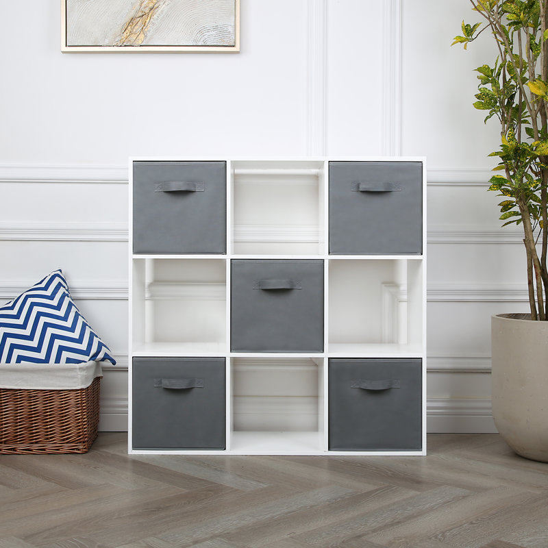Jane 3x3 Bookcase with 5 Baskets, 91cm. H x 91cm. W x 30cm. D