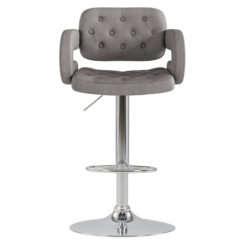 Swivel Upholstered Adjustable Height Counter Stool, Medium Gray