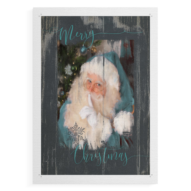 Père Noël sarcelle - impression sur toile seulement - non encadrée, H 36 po x l 24 po