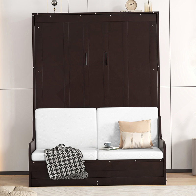 Grand lit escamotable mural avec coussin, espresso, Espresso