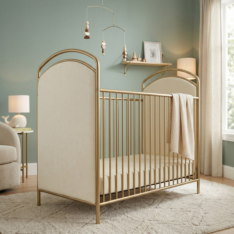 Lit de bébé en métal Lotus, Doré