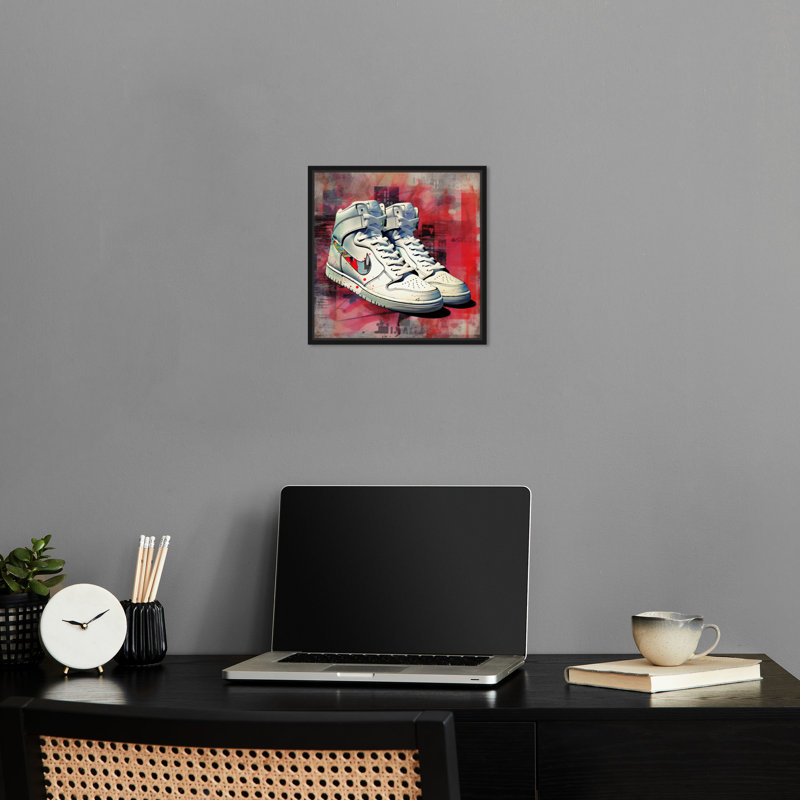 On Sneaker Modern Sneaker Art Prints, impression sur toile par Notoriart, H 13 po x l 13 po, Cadre noir