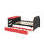 Lit de jour double avec lit gigogne, bureau et port USB - Lit plateforme moderne en bois-71230429