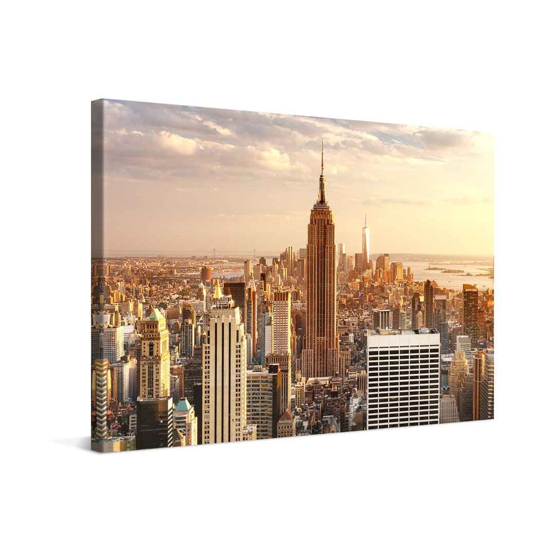 Leinwandbild Manhattan Empire State Building 60X40cm – Premium Leinwanddruck – Kunstdruck Auf 2Cm Holz-Keilrahmen Für Sc...