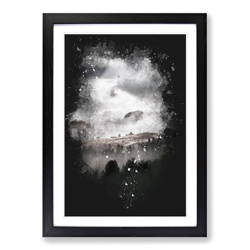 Mist Over Wurzjoch In Italy Paint Splash - Picture Frame Graphic Art, 63cm H x 45cm W x 2cm D, Black Framed