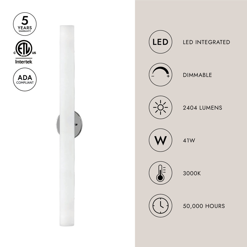 Bute 1 - Light LED Wallchiere, Black, 24" H x 2" W x 2.75" D