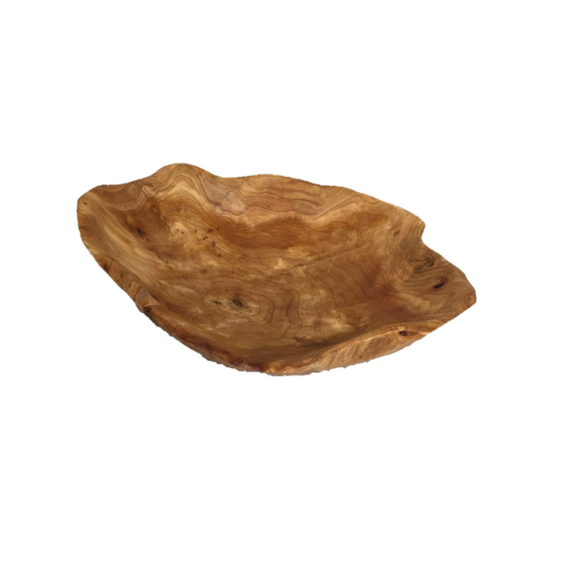 Bol décoratif en bois abstrait en bois brun Seppe, H 4 po x l 21 po x P 21 po