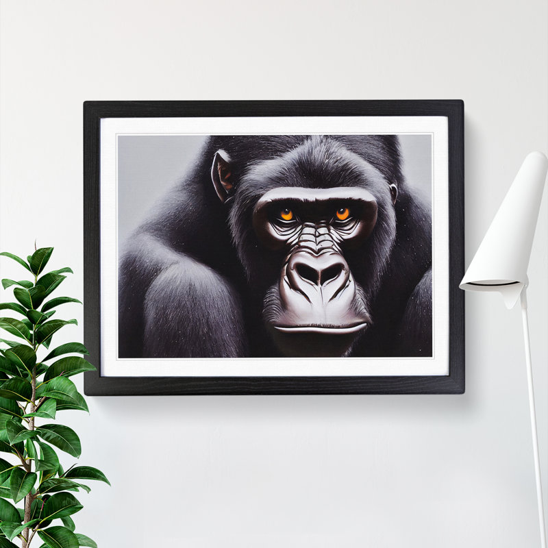 Divine Gorilla - Single Picture Frame Print, 34cm H x 46cm W x 2cm D, Black
