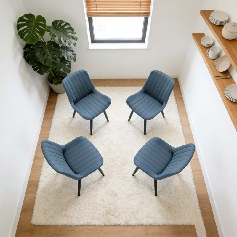 Ensemble de chaise de salle à manger moderne et minimaliste, Bleu, 4