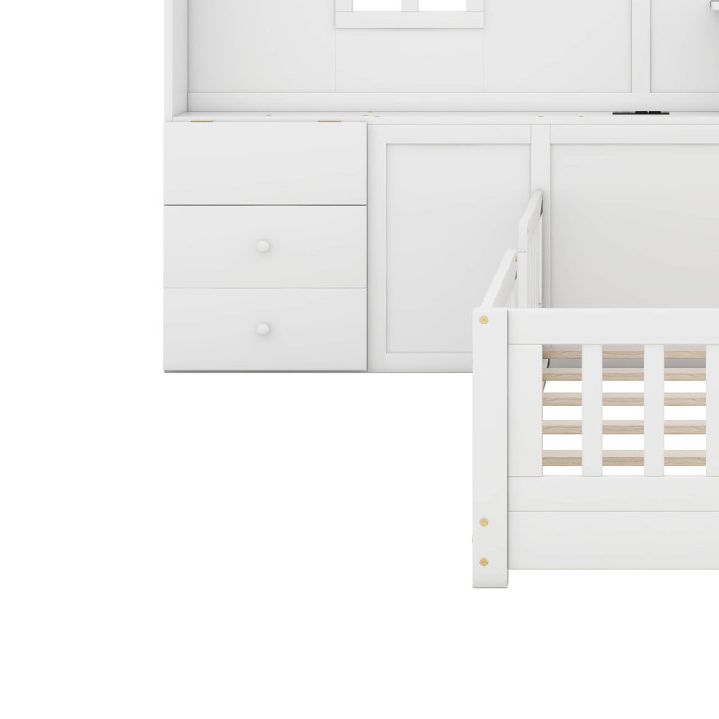 Latief Kids Daybed with Drawers, White