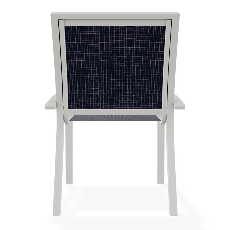 Chaise de café empilable Kendall, Neige, Bleu marine Moments