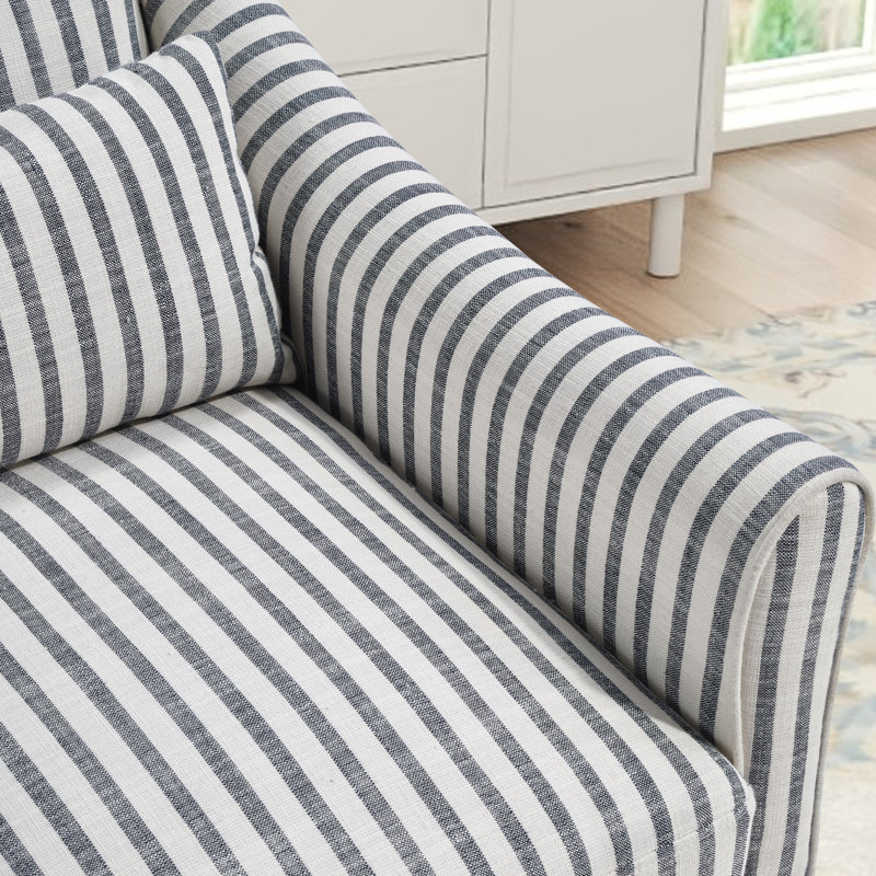 30" Wide Contemporary 360° Swivel Arm Accent Chair With Lumbar Pillow, Blue