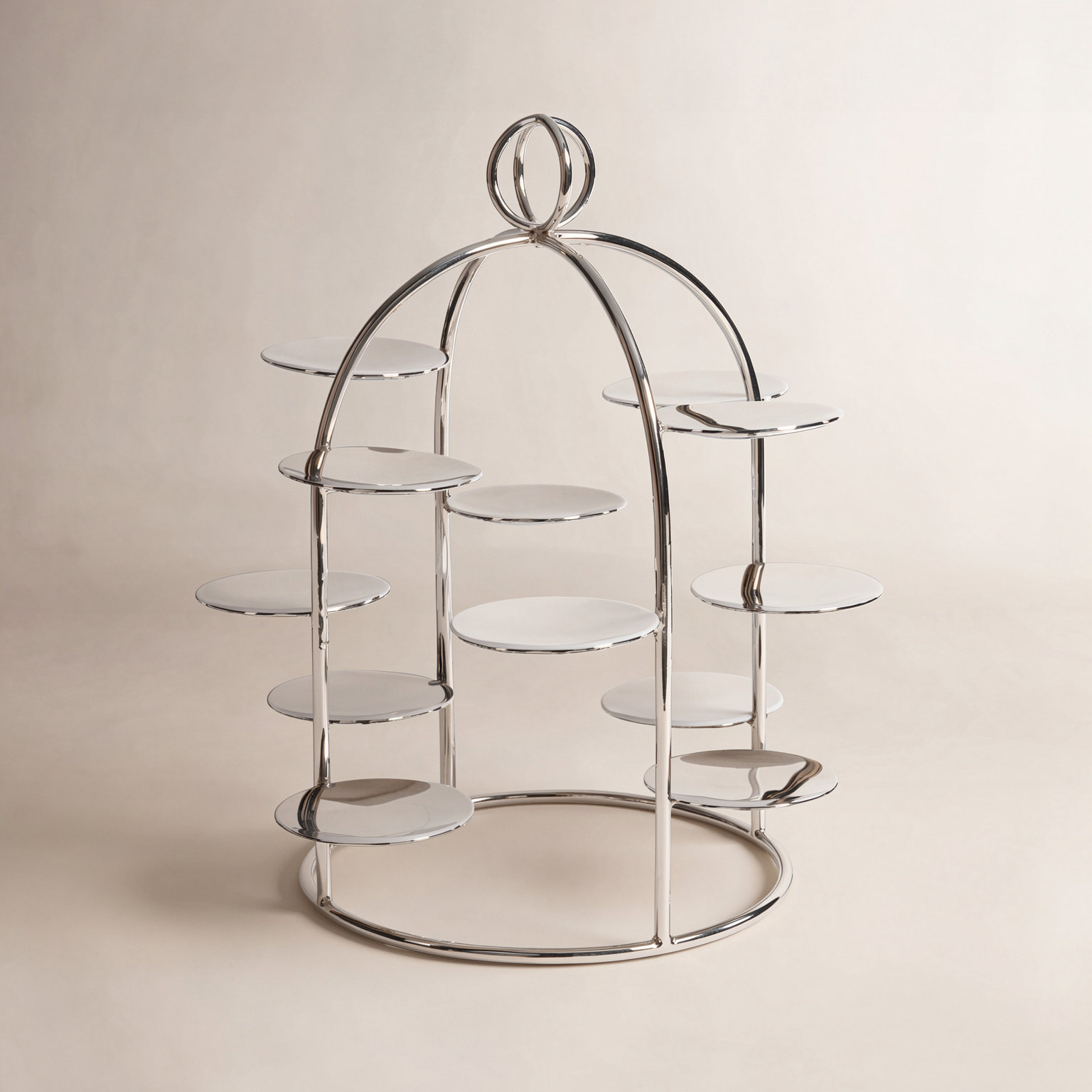 Grand High Tea Tower – 12 Cup Dessert & Appetizer Stand, Nickel
