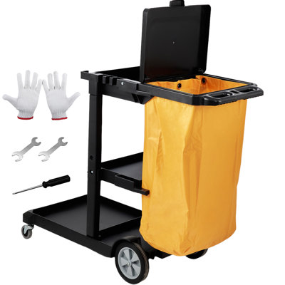 Chariot de bar 47 x 20 x 38,6 pouces, plastique noir monobloc, 3 niveaux de rangement ouverts