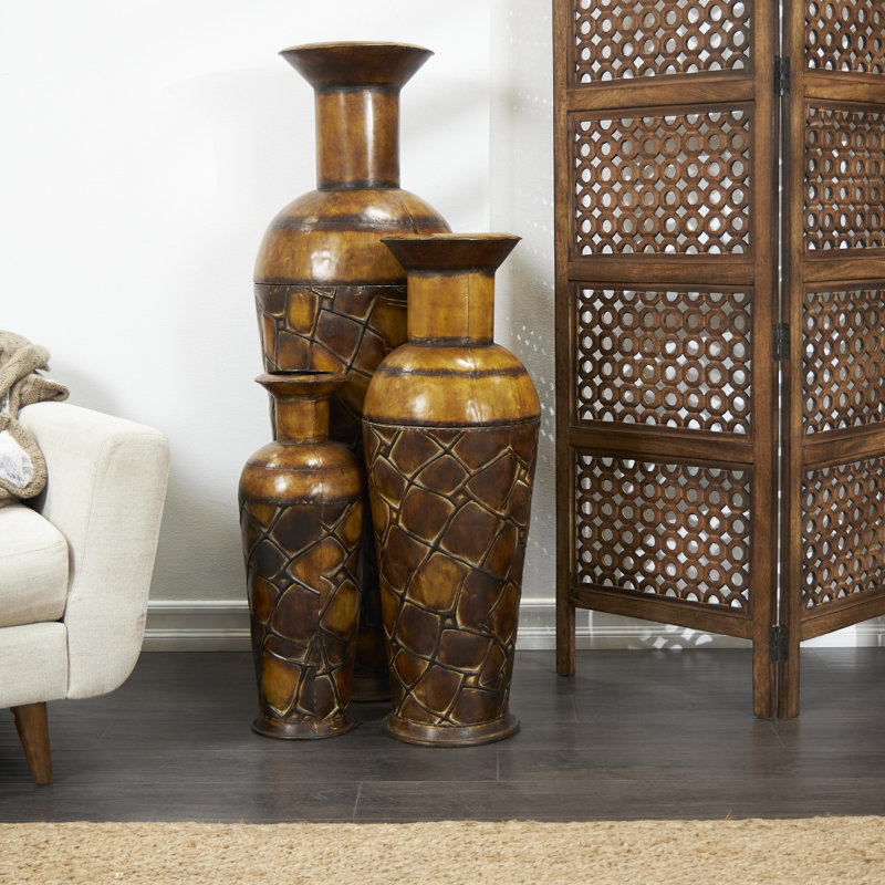 Ciotti Metal Trumpet Floor Vase, Bronze