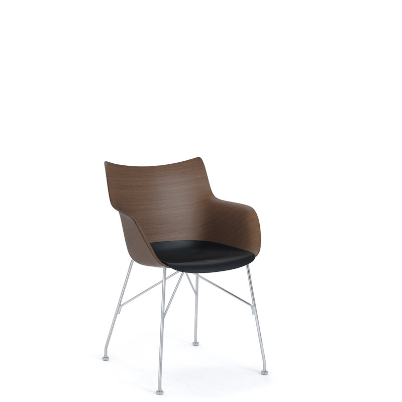SmartWood Arm Chair, Veneer Light Wood with Chrome