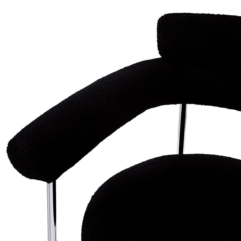 Chaise de salle à manger rembourrée avec pieds en métal (ensemble de 2), Noir, Argent