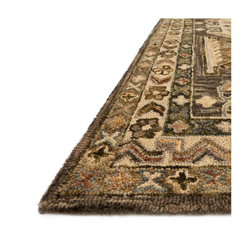 Braun Hand Hooked Wool Oriental Indoor Rug, Rectangle 5' x 7'