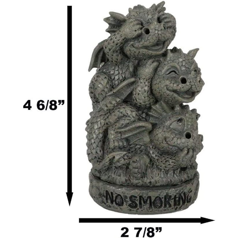Figurine de brûleur de cône de jardin en forme de faux dragon «No Hear» See Hear Speak No Evil Whimsical Garden de Trinx