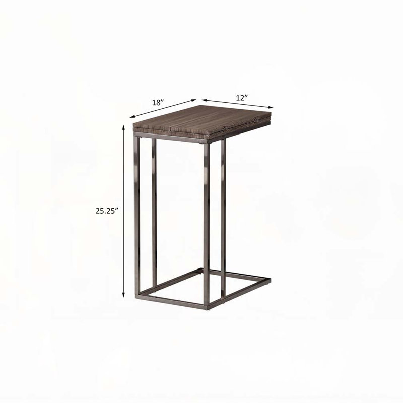 Table à collation grise et noire patinée avec plateau extensible