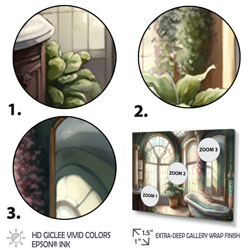 Victorian Bathroom I - Bathroom Wall Art, Black Single Picture Framed, 12" H x 20" W x 1" D