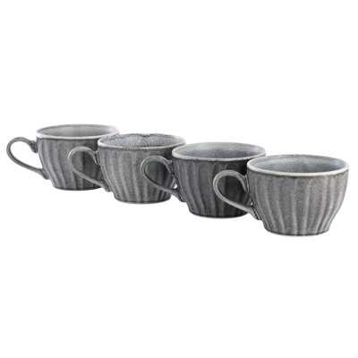 Gibson Homewares Reactive Glaze Stoneware Cups 4-Piece Set in Grey
