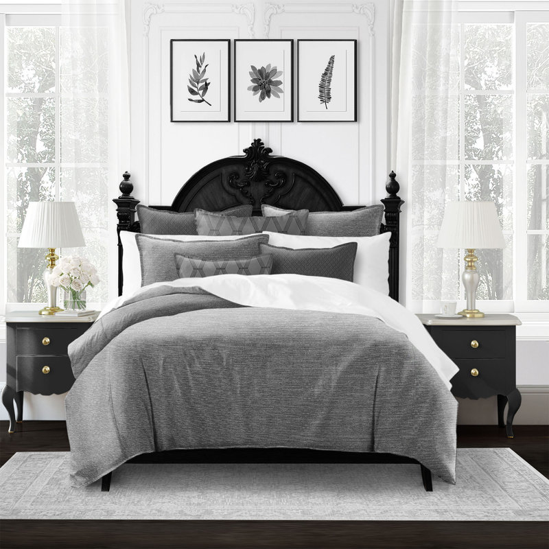 Metallic Thread Argent, Super Queen Duvet Cover + 2 Standard Shams