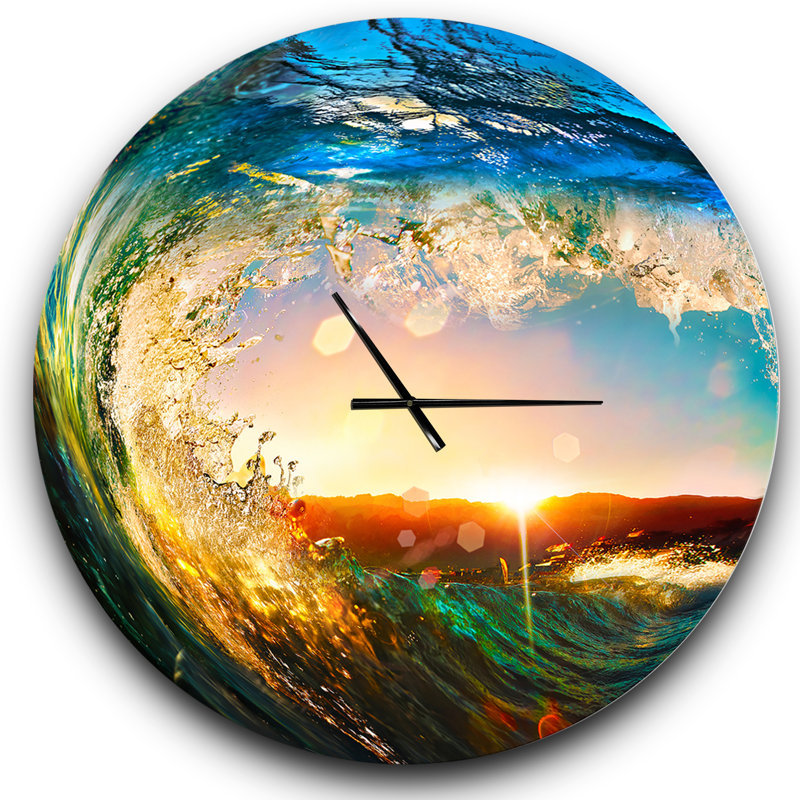 Horloge murale moderne colorée «Ocean Waves Falling Down», Surdimensionné