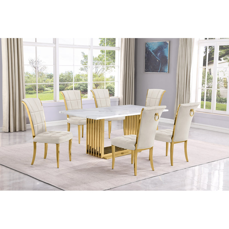 Ensemble repas Kernisha, 7, Crème / doré, Or