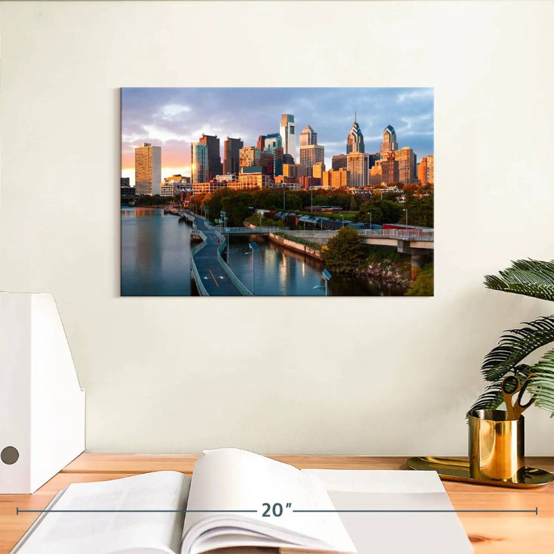 Philadelphie, promenade et horizon, H 8 po x l 12 po