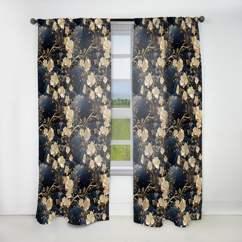 Moonlit Whispers Moody Patterns II - Bohemian Curtain - Velvet Room Darkening - 1 panel, 52" W x 90" L
