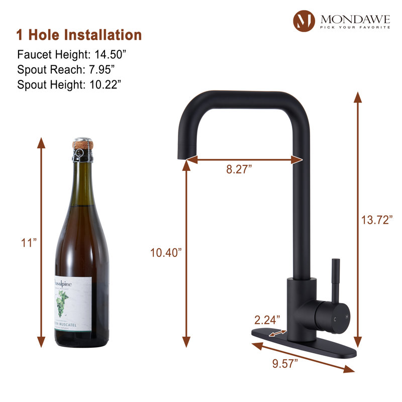 Stainless Steel Single Handle High-Arc Kitchen Faucet, Matte Black