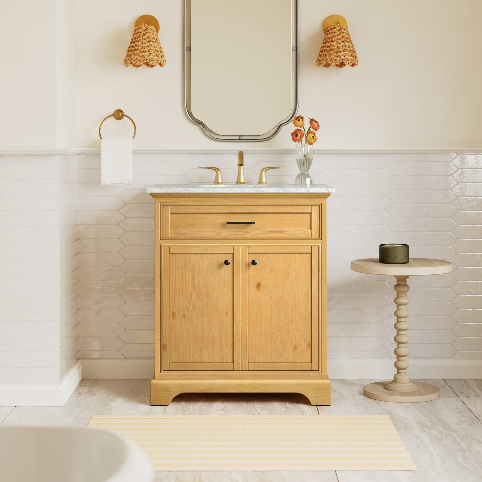 Hermes 30'' Single Bathroom Vanity, Natural Wood