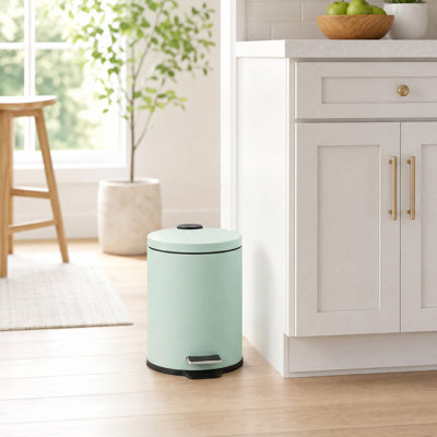 Poubelle ronde de 5 L à fermeture en douceur pour cuisine et salle de bain – Petite poubelle avec couvercle silencieux, verte