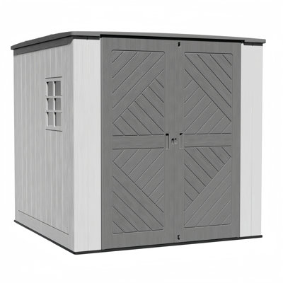 Decksplore 6 ft. W x 6 ft. D Outdoor Storage Shed with Floor, Lockable Resin Garden Tool Shed