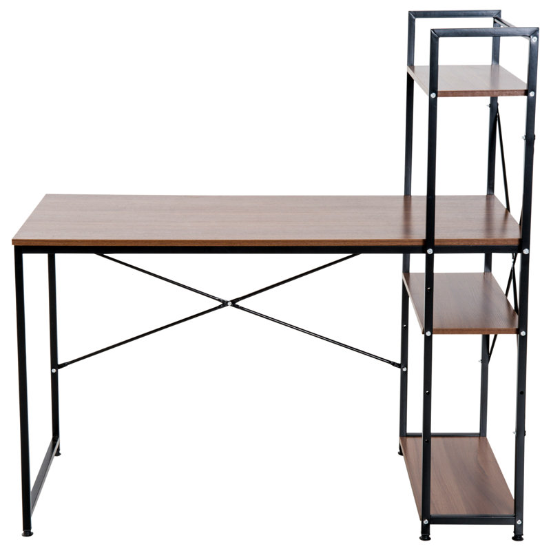 Piekos Metal Base Computer Desk, Brown/Black