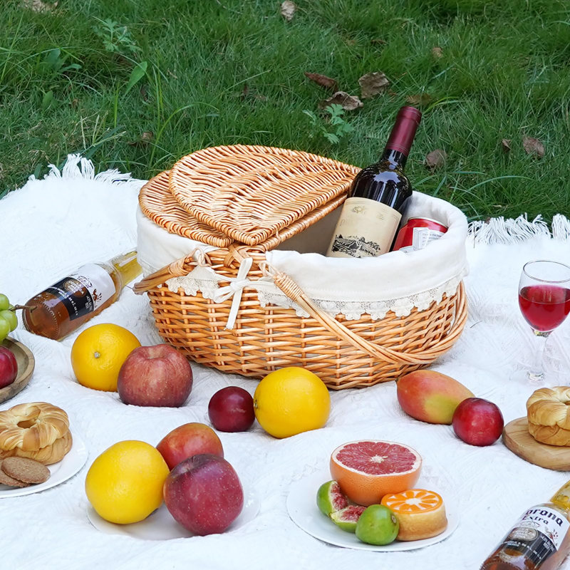 Wicker Picnic Basket with Removable Liner