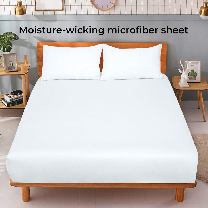 Ensemble de 2 draps Royale | Feuilles élastiques | Seulement | Doux et respirant | Microfibre brossée | Résistant aux taches | Pochette profonde de qualité hôtelière extensible jusqu'à 16 po