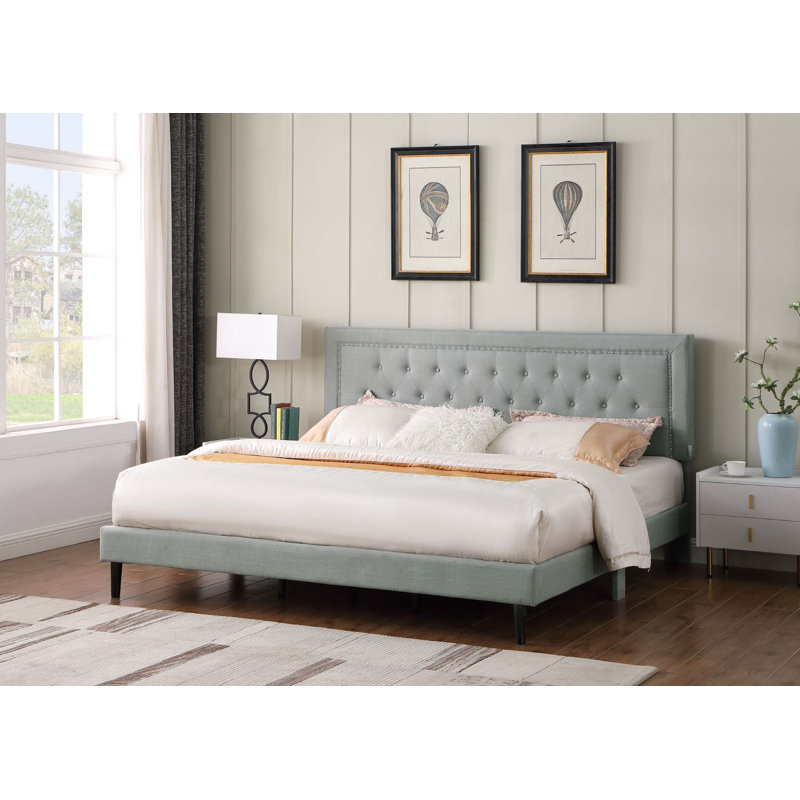 Cianciolo Upholstered Wingback Bed, Gray, King