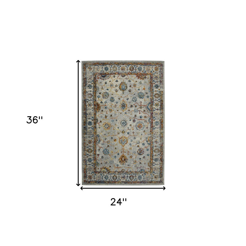 Tapis tissé à la machine orange et ivoire 2 pi x 3 pi