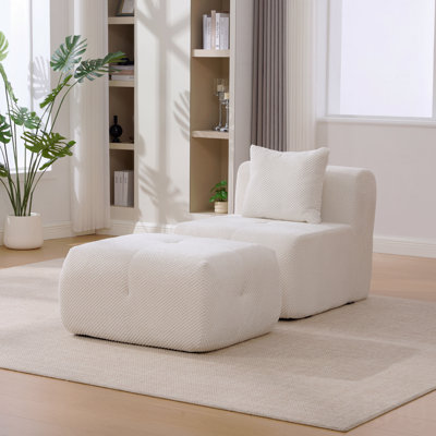 Fauteuil d'appoint sans accoudoir avec repose-pieds