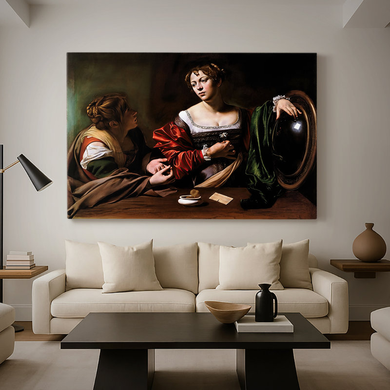 Martha and Mary Magdalene-Caravaggio-Gallery, toile tendue-c. 1598, 32 x 48