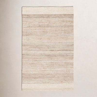 Clemmy Ivory Natural Hand-Woven Striped Jute Rug