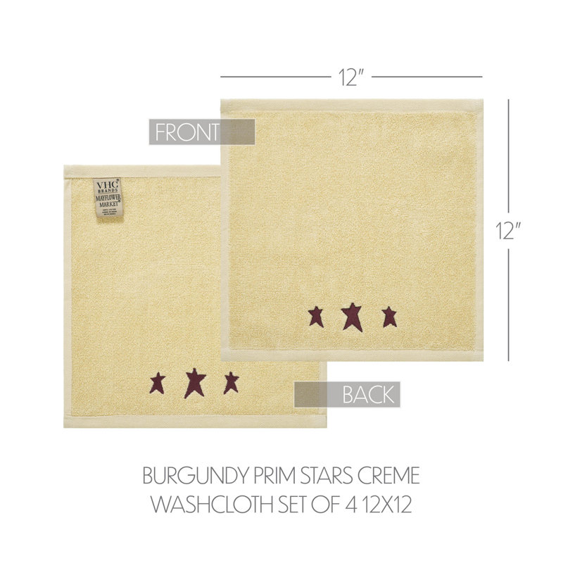 Ensemble de débarbouillettes 4 pièces Timeless Linens, Rouge / Crème
